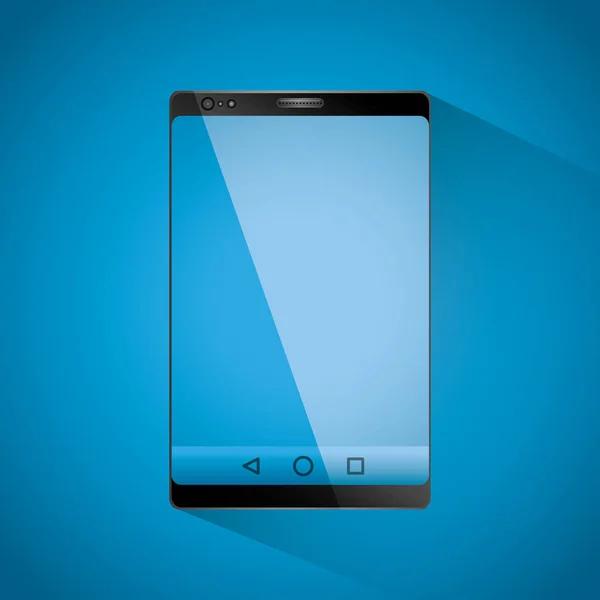 Smartphone realistico con dispositivo mobile con schermo blu — Vettoriale Stock