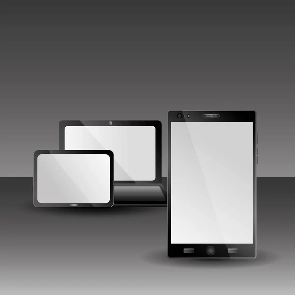 Tablette d'ordinateur portable et gadgets de technologie d'ordinateur portable avec ombre — Image vectorielle