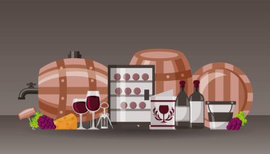 koleksiyon şarap varil şişe bardak menü