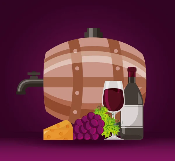 Copo de vinho molho de uvas frescas respingo — Vetor de Stock
