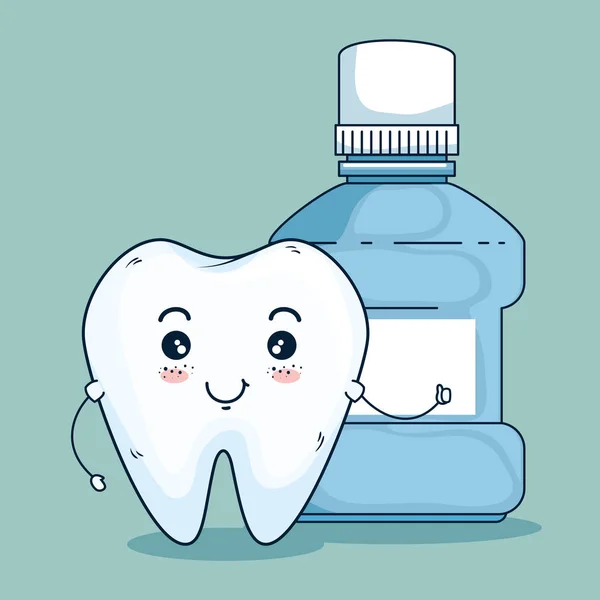 Dentista cuidados dentários e mothwash dental — Vetor de Stock