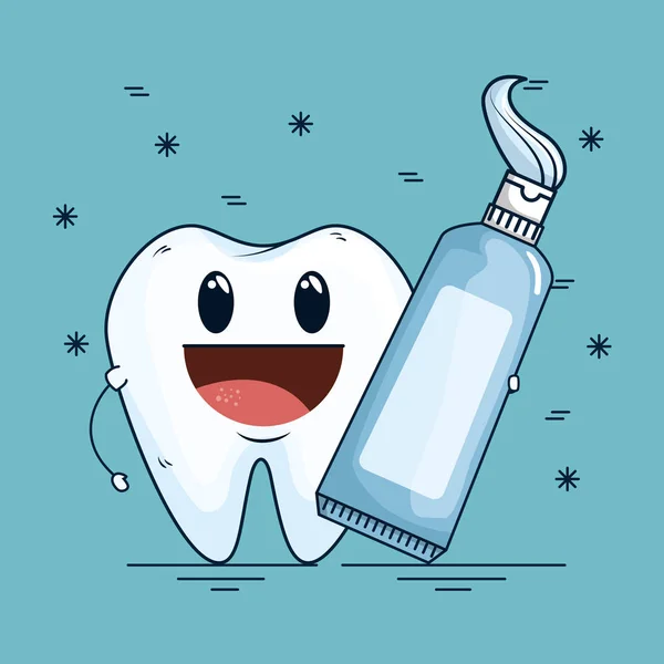 Cuidado dental con la herramienta de pasta dental — Archivo Imágenes Vectoriales