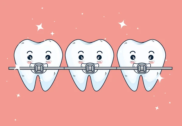 Tratamiento ortodoncista dientes a la odontología salud — Archivo Imágenes Vectoriales