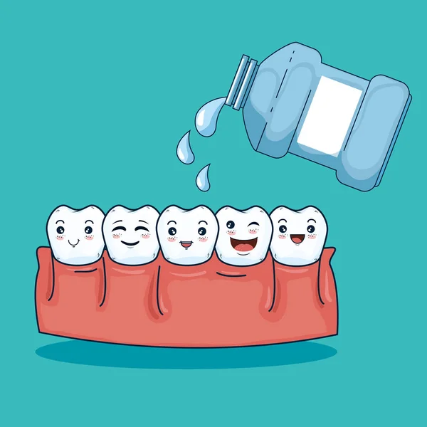 Igiene dei denti halthcare con collutorio medicina — Vettoriale Stock