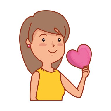 kalp ile güzel ve genç kadın