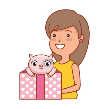 şirin kedi ile güzel ve genç kadın