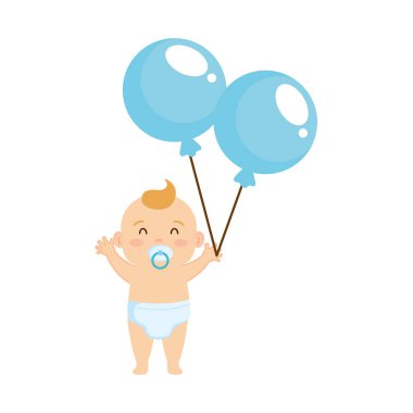 şirin ve küçük çocuk bebek helyum balonlar ile