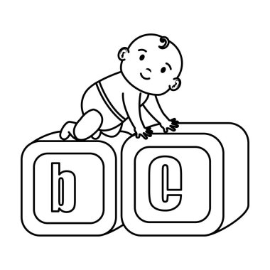 alfabe ile küçük bebek oyuncakları simgeler engeller