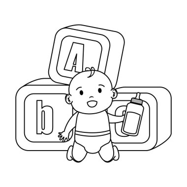 alfabe ile küçük bebek oyuncakları simgeler engeller