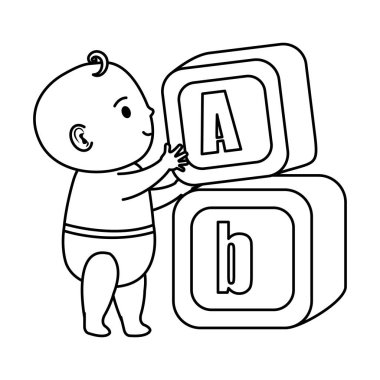alfabe ile küçük bebek oyuncakları simgeler engeller