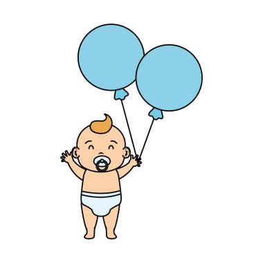 şirin ve küçük çocuk bebek helyum balonlar ile