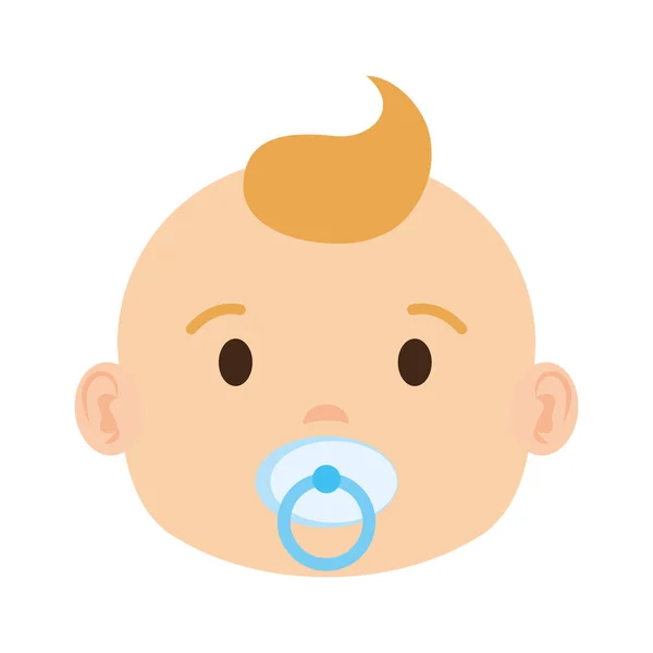 귀 엽 고 작은 소년 아기 머리 문자 — 스톡 벡터