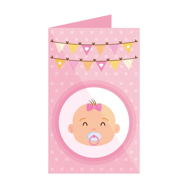 Tarjeta de invitación con bebé niña — Vector de stock