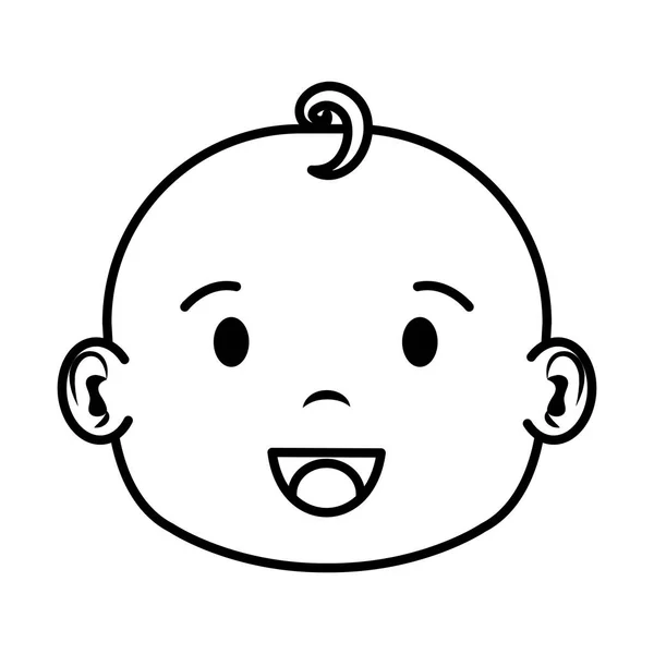 Χαριτωμένο και μικρό αγόρι μωρό κεφάλι χαρακτήρα — Διανυσματικό Αρχείο