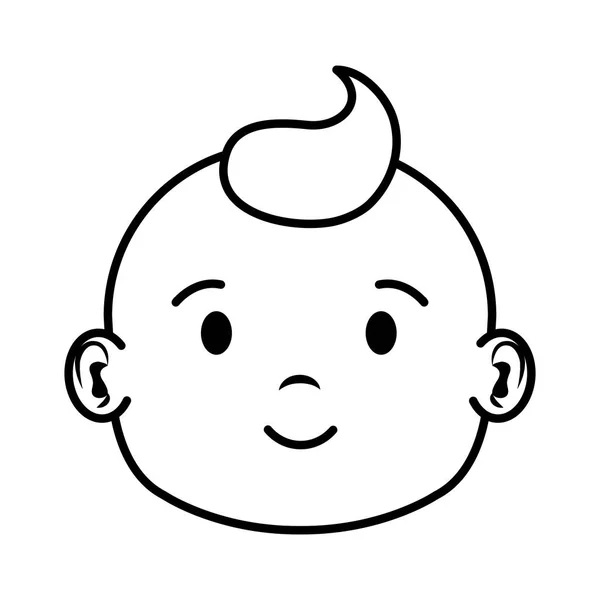 Cute and little boy baby head character — Stock Vector