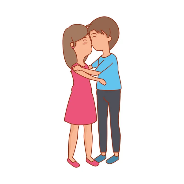 Couple Amoureux Embrasser Personnages Vectoriel Illustration Conception — Image vectorielle