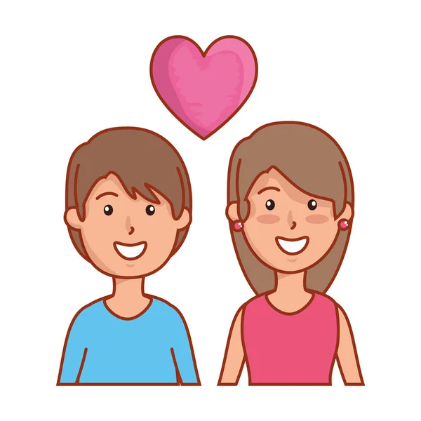 Pareja amantes con corazón amor — Vector de stock