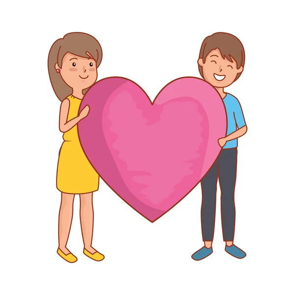 Par älskare med hjärta kärlek — Stock vektor