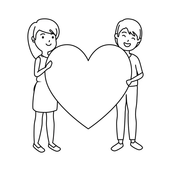 Par älskare med hjärta kärlek — Stock vektor