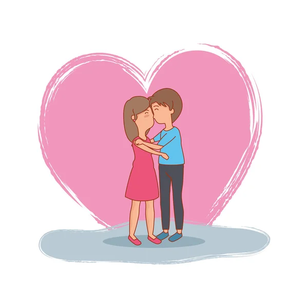 Пара влюбленных целующихся персонажей — стоковый вектор