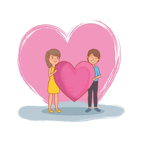 Amantes do casal com amor de coração — Vetor de Stock