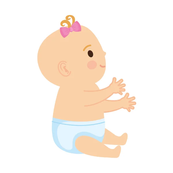 Söt och liten flicka baby karaktär — Stock vektor