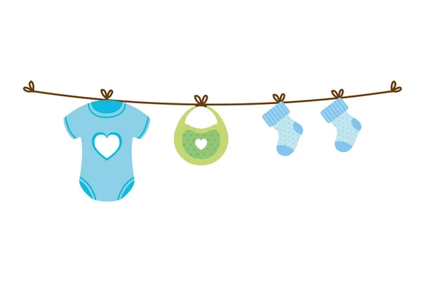 Clothes baby hanging in wire — Stock Vector