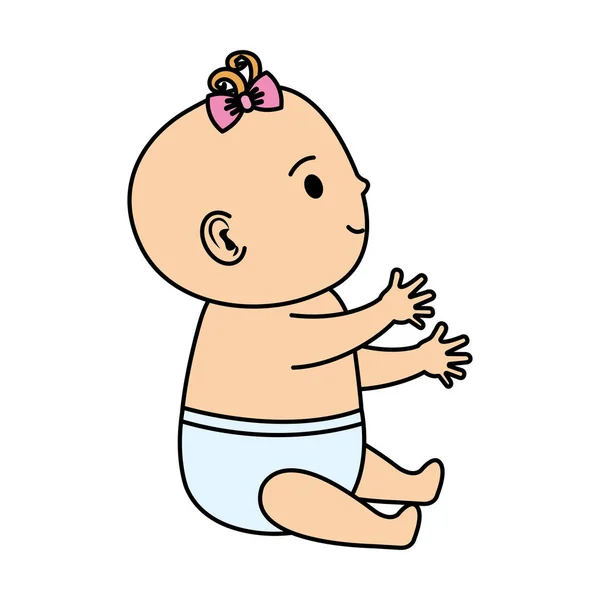 Lindo y niña bebé carácter — Vector de stock