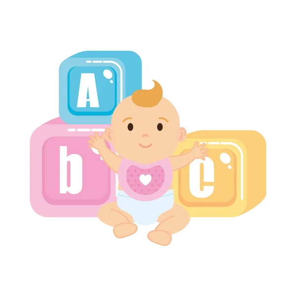 알파벳으로 작은 아기 블록 장난감 아이콘 로열티 프리 스톡 벡터
