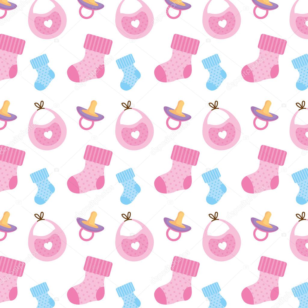 baby shower set icons pattern