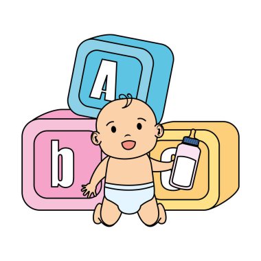 alfabe ile küçük bebek oyuncakları simgeler engeller