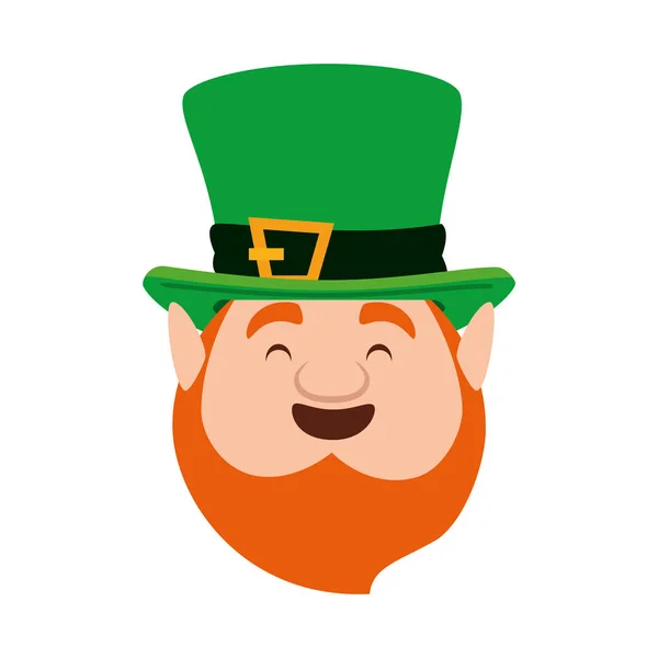 St patricks day leprechaun head character — Stock Vector