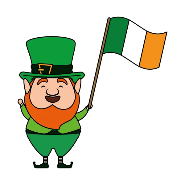 St patricks dag kabouter met Ierland vlag — Stockvector