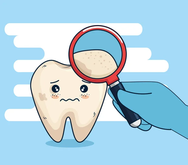放大镜处理牙齿卫生 — 图库矢量图片
