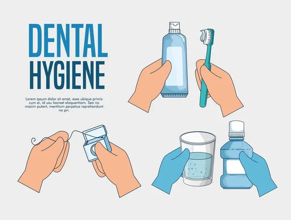 Establecer los dientes higiene medicina tratamiento a la atención médica — Archivo Imágenes Vectoriales