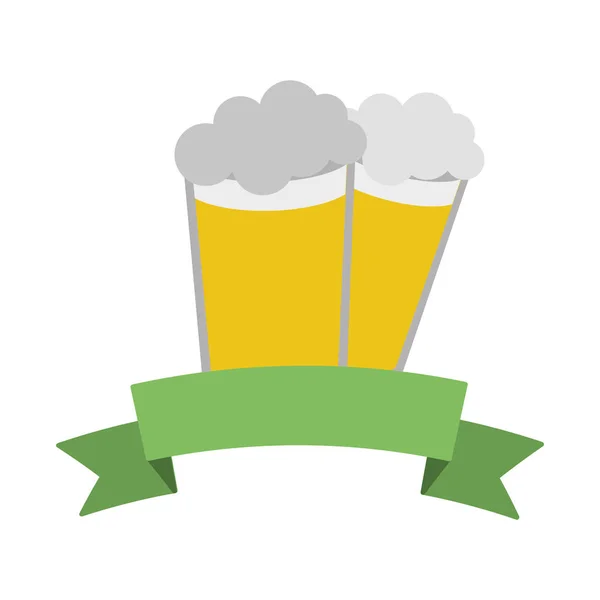Twee bier glazen dranken met lint — Stockvector