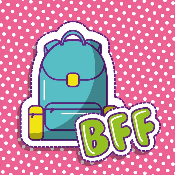 Bff cute backpack school dots background design — Stock Vector