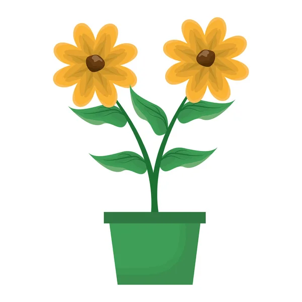 Flores en maceta decoración — Vector de stock