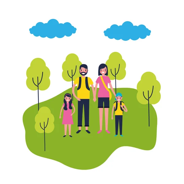 Vacaciones familiares al aire libre — Vector de stock