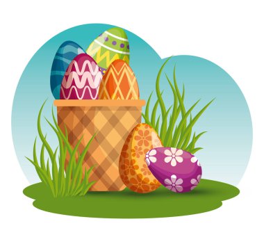 Paskalya yumurta dekorasyon olaya sepet