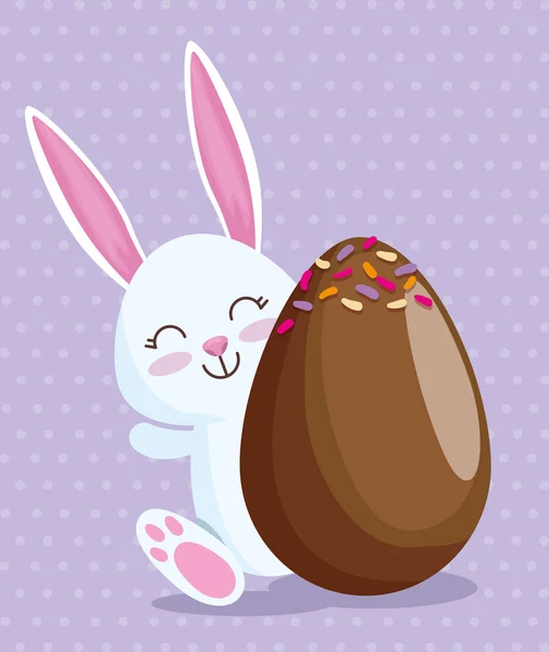 幸せウサギとお菓子とチョコレートの卵 — ストックベクタ