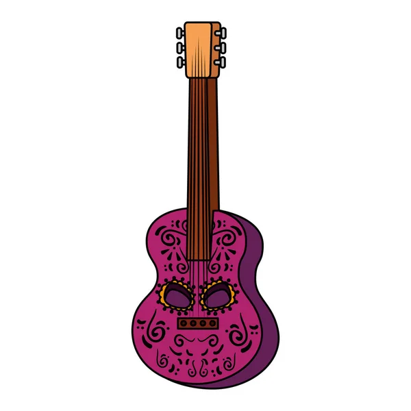 Guitare avec masque de jour peint — Image vectorielle