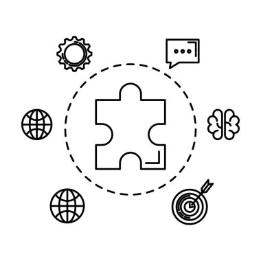 küme iş ikonları/simgeleri ile oyun parça puzzle