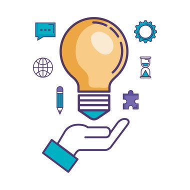 küme iş ikonları/simgeleri ile ışık ampul