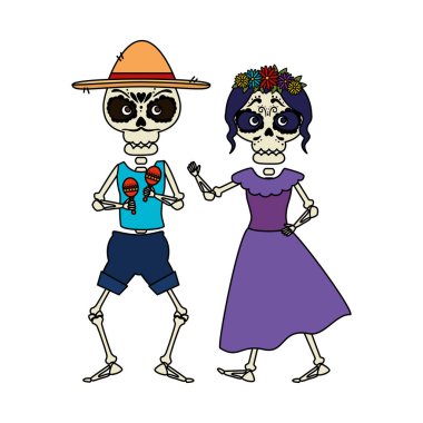 katrina ve Marakas oynarken mariachi iskelet