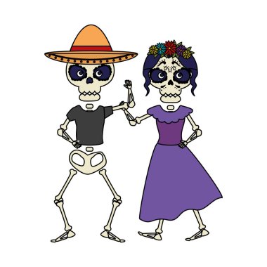 iskelet katrina ve mariachi karakter