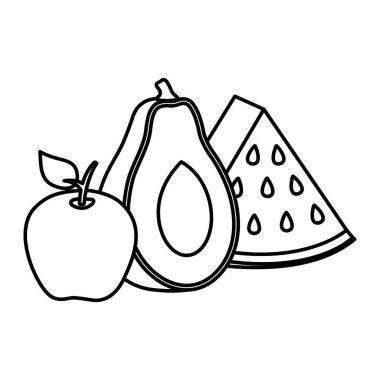 taze meyve ve sebze illüstrasyon tasarım vektör