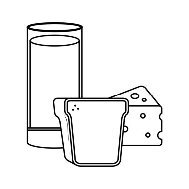 ekmek ve peynir ile lezzetli süt cam fincan