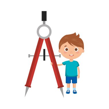 Pusula karakter ile küçük çocuk öğrenci