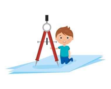 Pusula karakter ile küçük çocuk öğrenci